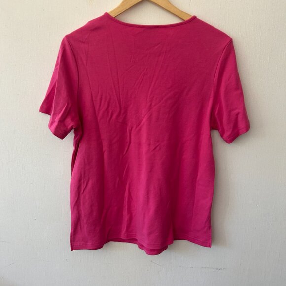 Quacker Factory T-shirt Womens Medium Pink Christmas Holiday Sequins Gifts VTG - Picture 4 of 4